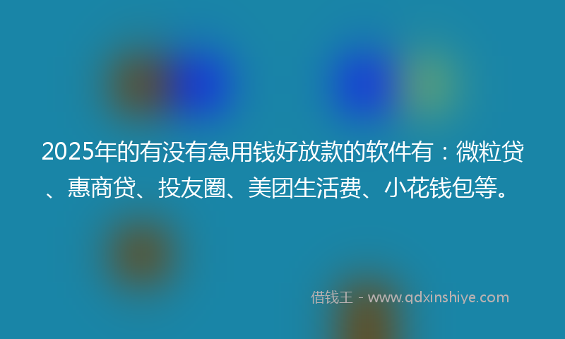 2025年的有没有急用钱好放款的软件有：微粒贷、惠商贷、投友圈、美团生活费、小花钱包等。