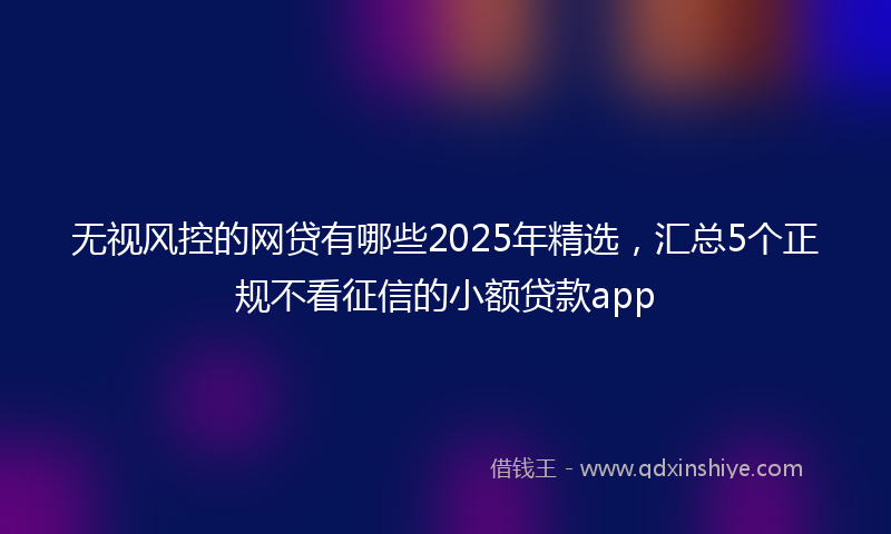 无视风控的网贷有哪些2025年精选，汇总5个正规不看征信的小额贷款app