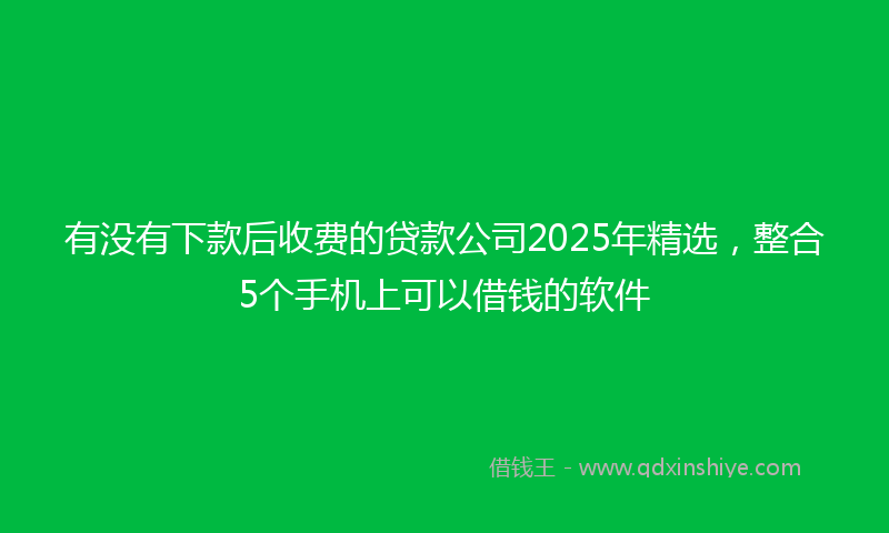 有没有下款后收费的贷款公司2025年精选，整合5个手机上可以借钱的软件
