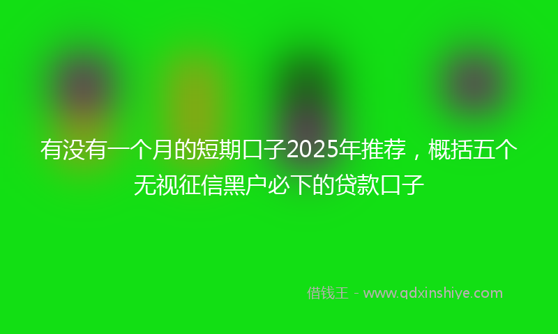 有没有一个月的短期口子2025年推荐，概括五个无视征信黑户必下的贷款口子