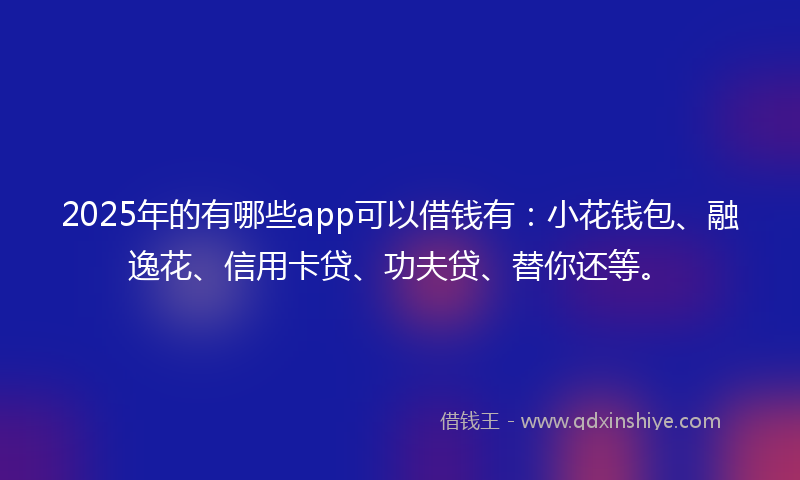 2025年的有哪些app可以借钱有：小花钱包、融逸花、信用卡贷、功夫贷、替你还等。