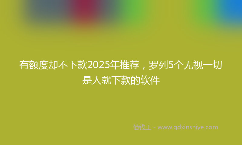 有额度却不下款2025年推荐，罗列5个无视一切是人就下款的软件
