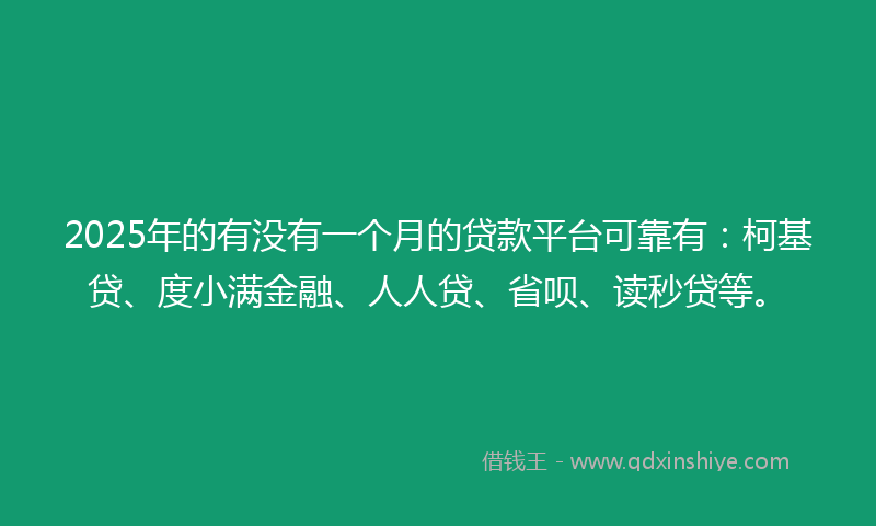2025年的有没有一个月的贷款平台可靠有：柯基贷、度小满金融、人人贷、省呗、读秒贷等。