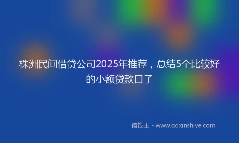 株洲民间借贷公司2025年推荐，总结5个比较好的小额贷款口子