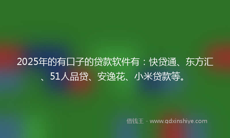 2025年的有口子的贷款软件有：快贷通、东方汇、51人品贷、安逸花、小米贷款等。