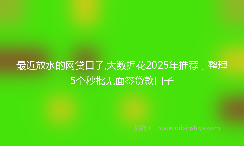 最近放水的网贷口子,大数据花2025年推荐，整理5个秒批无面签贷款口子