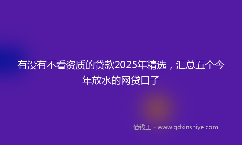 有没有不看资质的贷款2025年精选，汇总五个今年放水的网贷口子
