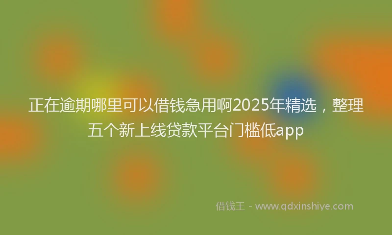 正在逾期哪里可以借钱急用啊2025年精选，整理五个新上线贷款平台门槛低app