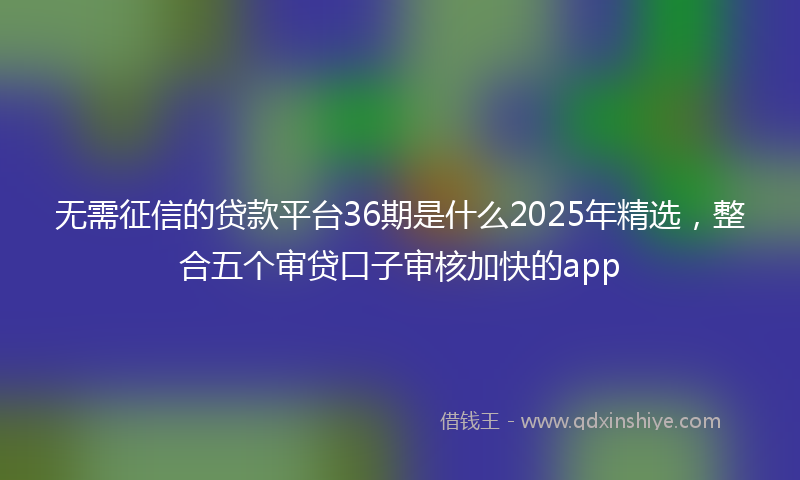 无需征信的贷款平台36期是什么2025年精选，整合五个审贷口子审核加快的app