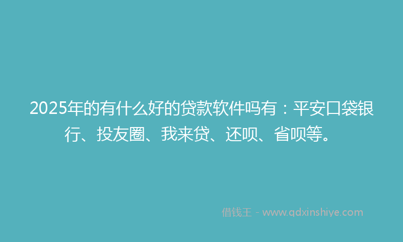 2025年的有什么好的贷款软件吗有：平安口袋银行、投友圈、我来贷、还呗、省呗等。