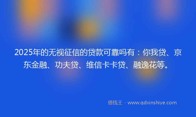 2025年的无视征信的贷款可靠吗有：你我贷、京东金融、功夫贷、维信卡卡贷、融逸花等。