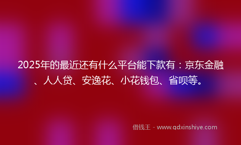 2025年的最近还有什么平台能下款有：京东金融、人人贷、安逸花、小花钱包、省呗等。