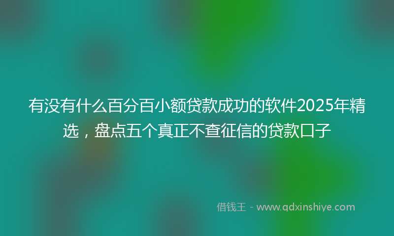 有没有什么百分百小额贷款成功的软件2025年精选，盘点五个真正不查征信的贷款口子