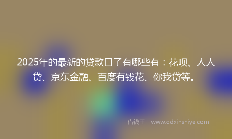 2025年的最新的贷款口子有哪些有：花呗、人人贷、京东金融、百度有钱花、你我贷等。