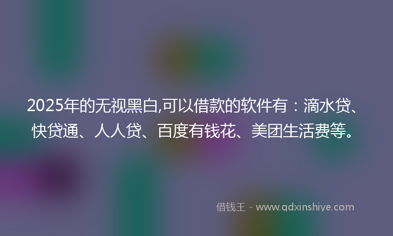 2025年的无视黑白,可以借款的软件有：滴水贷、快贷通、人人贷、百度有钱花、美团生活费等。