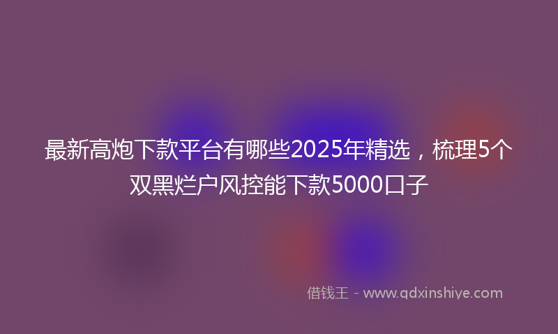 最新高炮下款平台有哪些2025年精选，梳理5个双黑烂户风控能下款5000口子