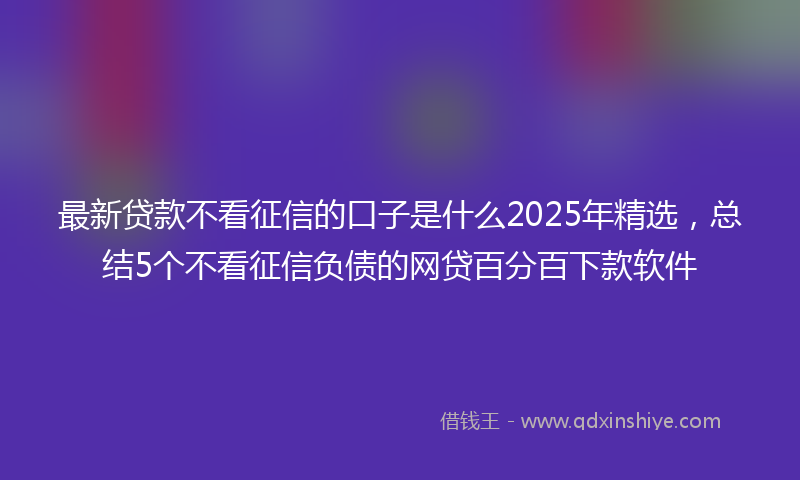 最新贷款不看征信的口子是什么2025年精选，总结5个不看征信负债的网贷百分百下款软件