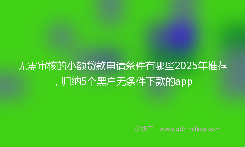 无需审核的小额贷款申请条件有哪些2025年推荐，归纳5个黑户无条件下款的app