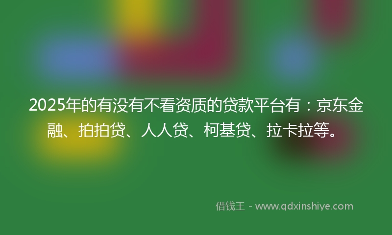 2025年的有没有不看资质的贷款平台有：京东金融、拍拍贷、人人贷、柯基贷、拉卡拉等。