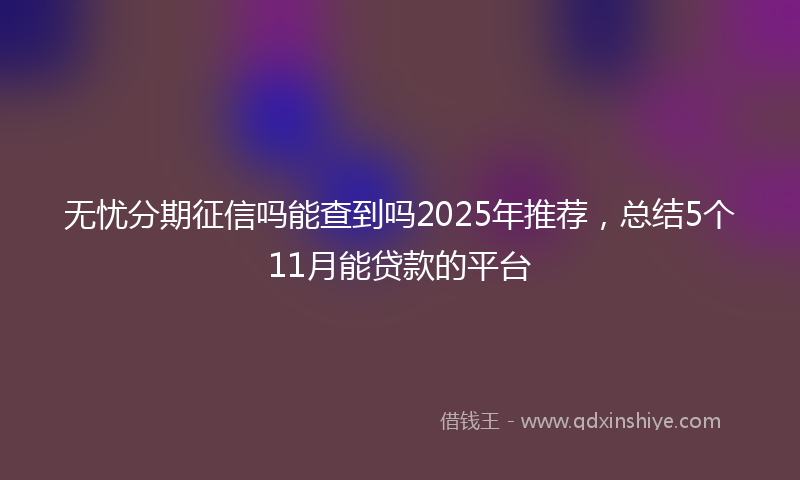 无忧分期征信吗能查到吗2025年推荐，总结5个11月能贷款的平台