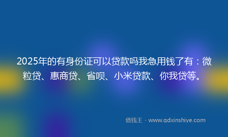 2025年的有身份证可以贷款吗我急用钱了有：微粒贷、惠商贷、省呗、小米贷款、你我贷等。