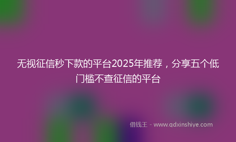 无视征信秒下款的平台2025年推荐，分享五个低门槛不查征信的平台