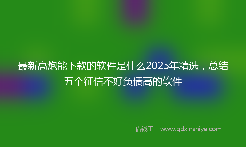 最新高炮能下款的软件是什么2025年精选，总结五个征信不好负债高的软件