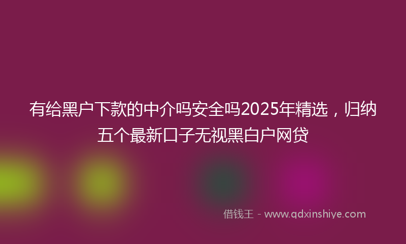 有给黑户下款的中介吗安全吗2025年精选，归纳五个最新口子无视黑白户网贷