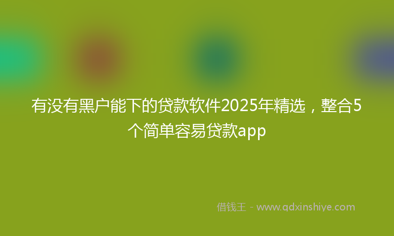 有没有黑户能下的贷款软件2025年精选，整合5个简单容易贷款app