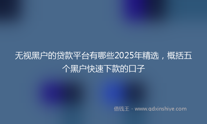 无视黑户的贷款平台有哪些2025年精选，概括五个黑户快速下款的口子