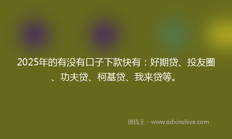 2025年的有没有口子下款快有：好期贷、投友圈、功夫贷、柯基贷、我来贷等。