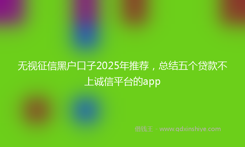 无视征信黑户口子2025年推荐，总结五个贷款不上诚信平台的app