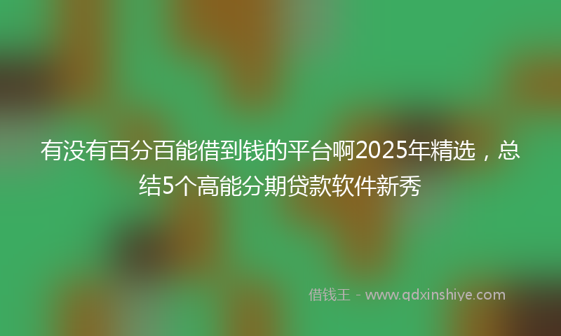 有没有百分百能借到钱的平台啊2025年精选，总结5个高能分期贷款软件新秀