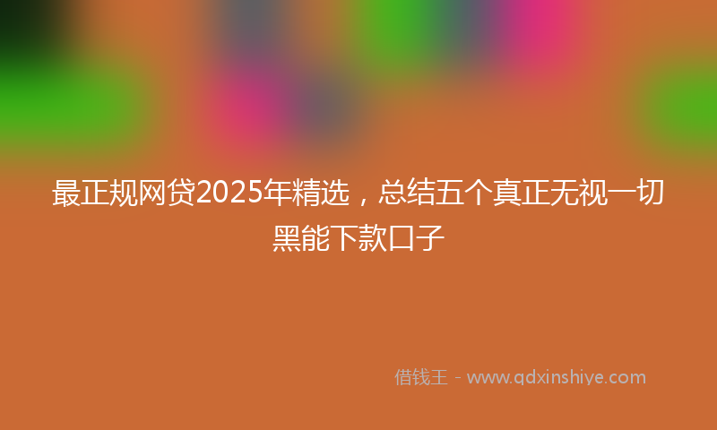 最正规网贷2025年精选，总结五个真正无视一切黑能下款口子