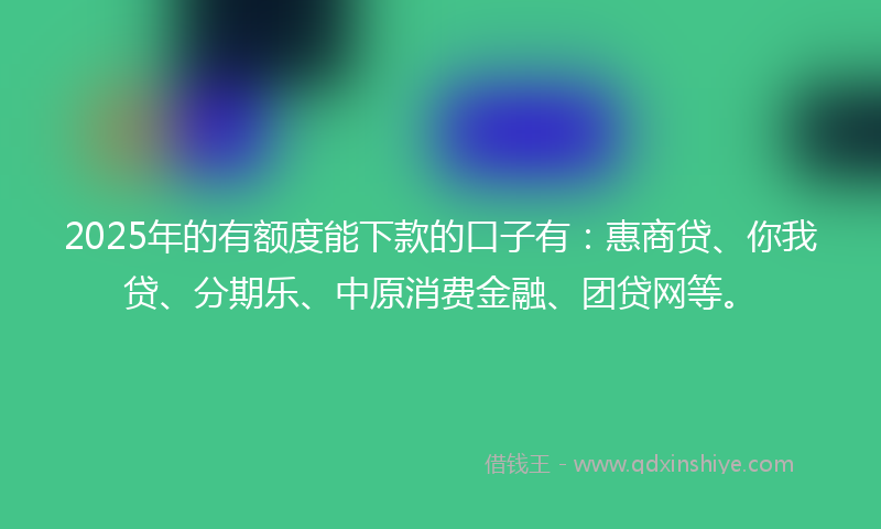 2025年的有额度能下款的口子有：惠商贷、你我贷、分期乐、中原消费金融、团贷网等。