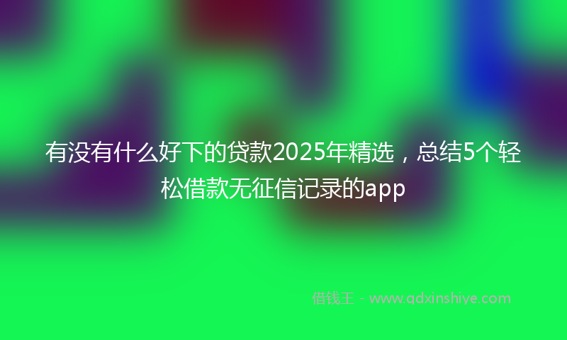 有没有什么好下的贷款2025年精选，总结5个轻松借款无征信记录的app