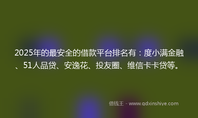 2025年的最安全的借款平台排名有：度小满金融、51人品贷、安逸花、投友圈、维信卡卡贷等。