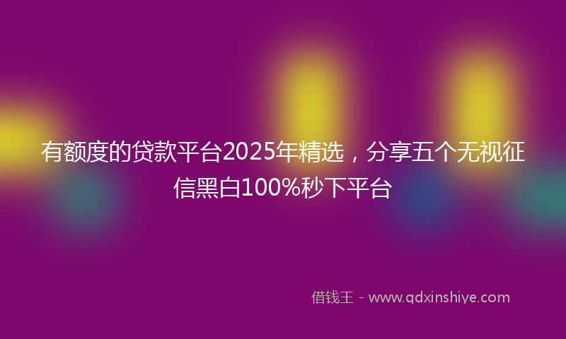 有额度的贷款平台2025年精选，分享五个无视征信黑白100%秒下平台