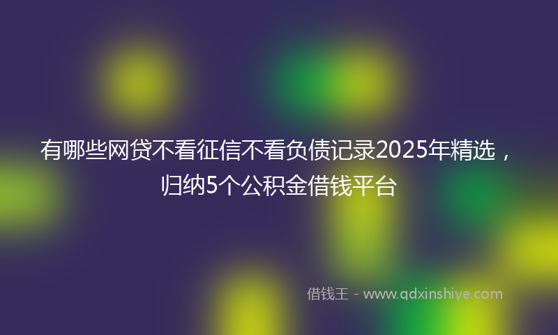 有哪些网贷不看征信不看负债记录2025年精选，归纳5个公积金借钱平台