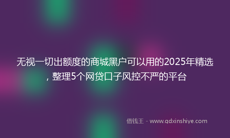 无视一切出额度的商城黑户可以用的2025年精选，整理5个网贷口子风控不严的平台