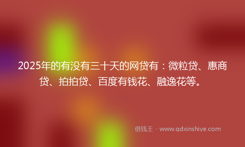 2025年的有没有三十天的网贷有：微粒贷、惠商贷、拍拍贷、百度有钱花、融逸花等。