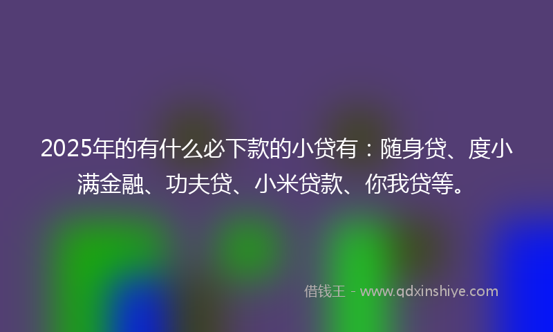 2025年的有什么必下款的小贷有：随身贷、度小满金融、功夫贷、小米贷款、你我贷等。