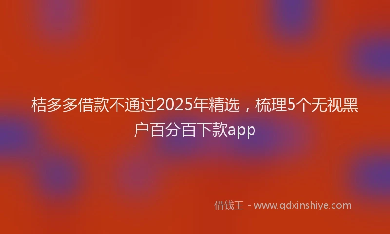 桔多多借款不通过2025年精选，梳理5个无视黑户百分百下款app