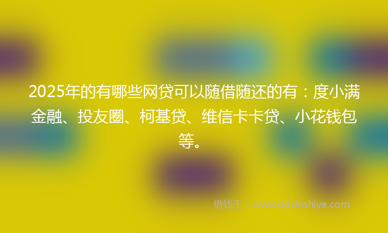 2025年的有哪些网贷可以随借随还的有：度小满金融、投友圈、柯基贷、维信卡卡贷、小花钱包等。