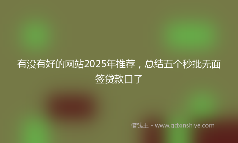 有没有好的网站2025年推荐，总结五个秒批无面签贷款口子