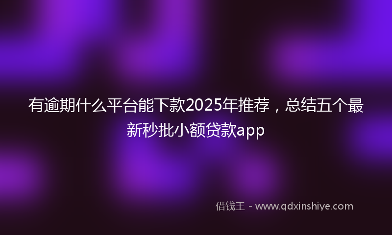 有逾期什么平台能下款2025年推荐，总结五个最新秒批小额贷款app
