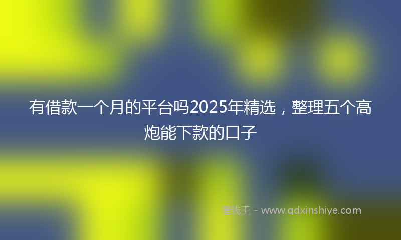有借款一个月的平台吗2025年精选，整理五个高炮能下款的口子