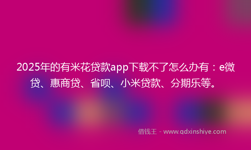 2025年的有米花贷款app下载不了怎么办有：e微贷、惠商贷、省呗、小米贷款、分期乐等。