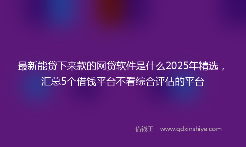 最新能贷下来款的网贷软件是什么2025年精选，汇总5个借钱平台不看综合评估的平台