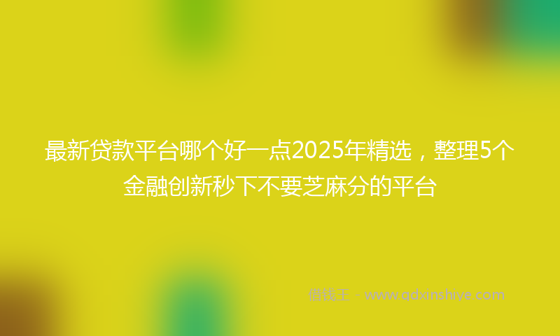 最新贷款平台哪个好一点2025年精选，整理5个金融创新秒下不要芝麻分的平台